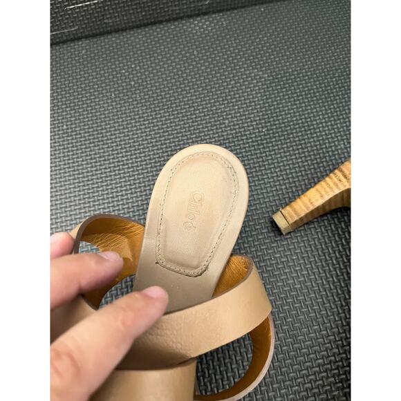 Chloe 2-Tone Wrap-Around Nude Brown Sandals Leather Italy Womens Size 38 US 8 - Picture 6 of 8